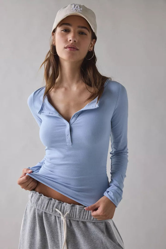Out From Under Betty Boatneck Long Sleeve Henley Top