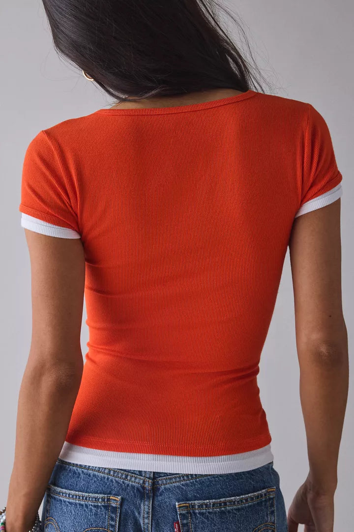 BDG Carmin Twofer Ribbed Knit Baby Tee