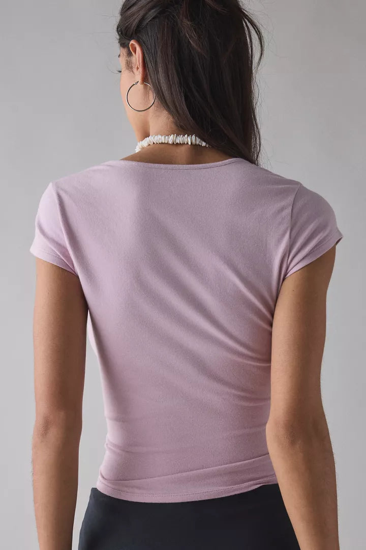 Out From Under Notch-Front Cotton Compression Baby Tee